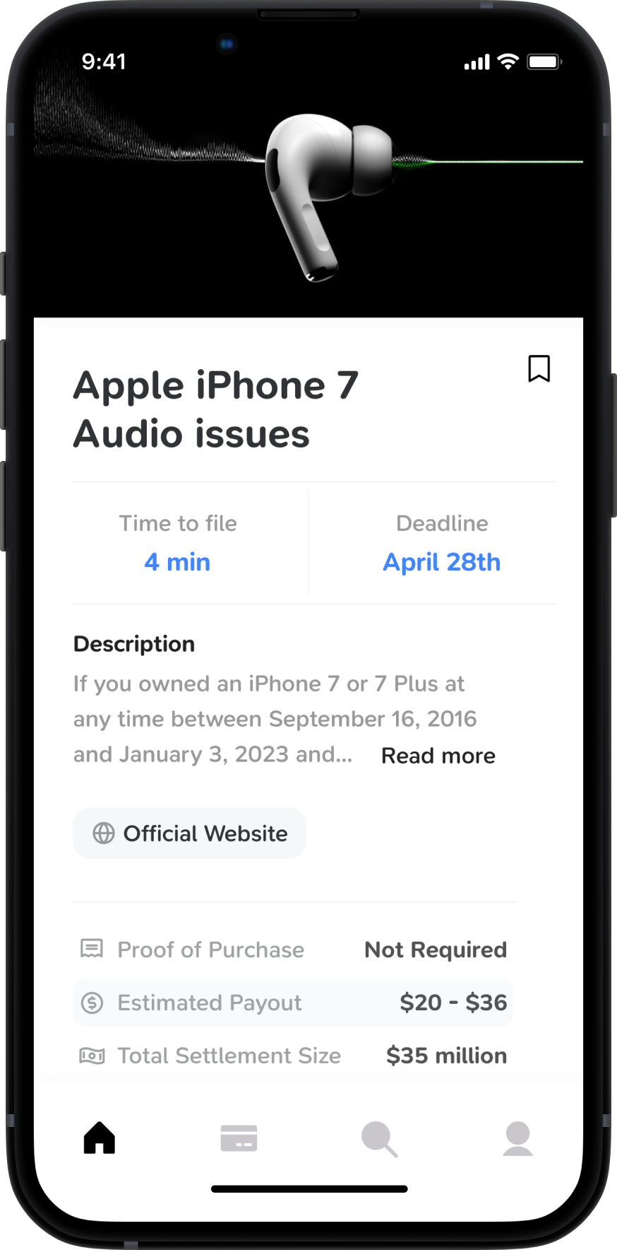Claims App Apple iPhone 7 Audio Issues